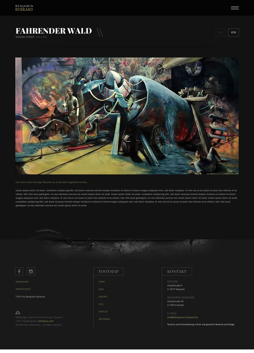 Galerie-Blogdetails, Unterseiten-Webdesign